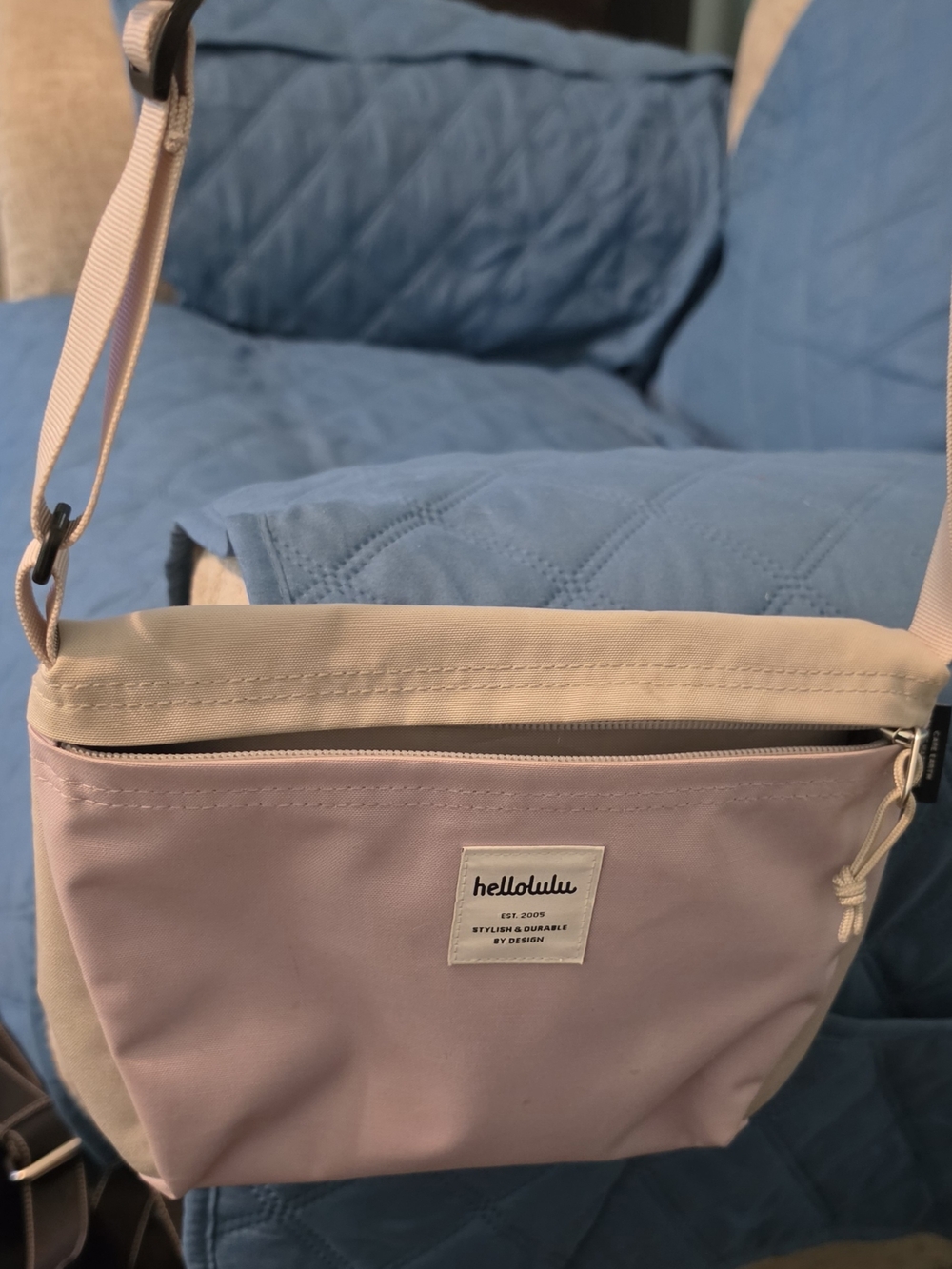 Lavender Crossbody Bag with Cream Trim And Lavender Body HELLOLULU
